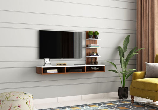 Meuble TV Mural Moderne avec Étagères Latérales